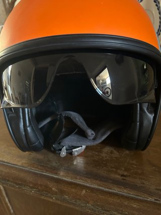 Casco Jet Moto Naranja y Azul