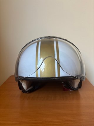 Casco Jet JFM Vintage Blanco y Dorado XL