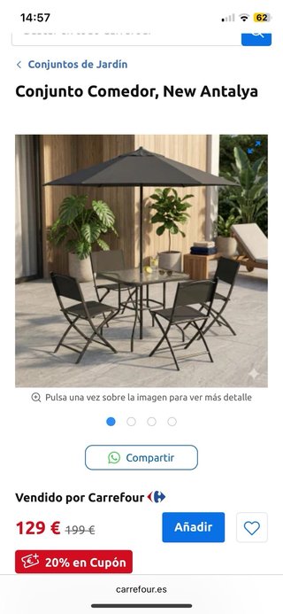 Conjunto mesa y sillas de jardín