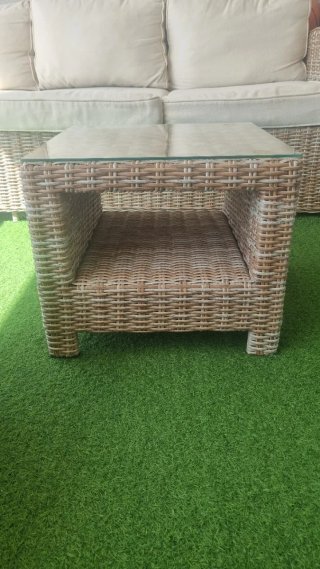 Mesa de centro ratán y cristal