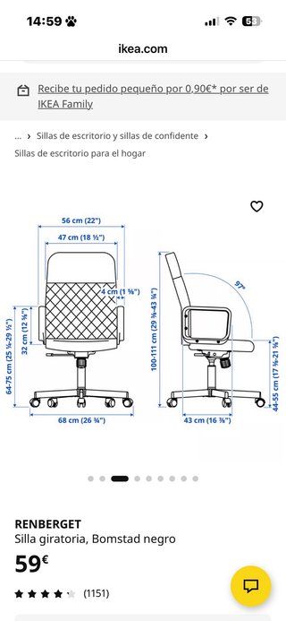 Silla giratoria de escritorio negra