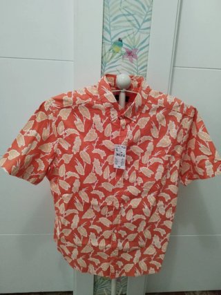 Camisa Kiabi Estampada Hojas Naranja Talla XL