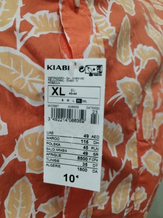 Camisa Kiabi Estampada Hojas Naranja Talla XL