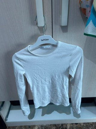 Top Bershka Blanco Manga Larga Talla XS