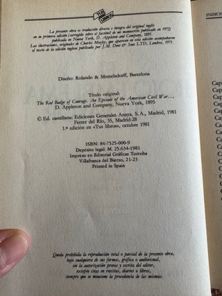 Libro el Rojo Emblema del valor de Stephen Crane