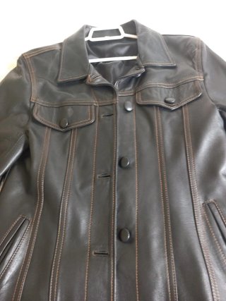 Chaqueta Cuero Vintage Negra