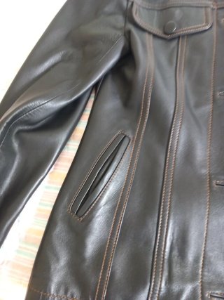 Chaqueta Cuero Vintage Negra