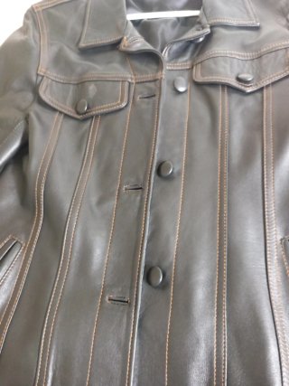 Chaqueta Cuero Vintage Negra