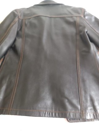 Chaqueta Cuero Vintage Negra