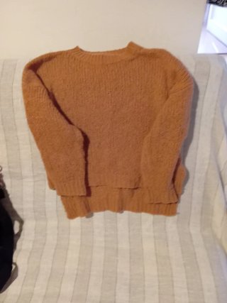 Jersey lana naranja talla única Más largo detrás