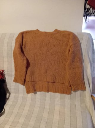 Jersey lana naranja talla única Más largo detrás