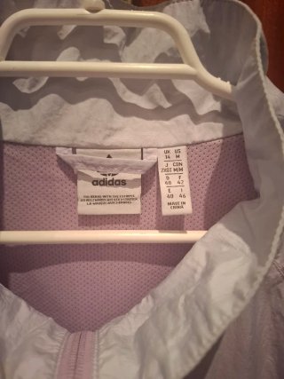 Chaqueta Adidas Talla L Morado y Blanco unisex