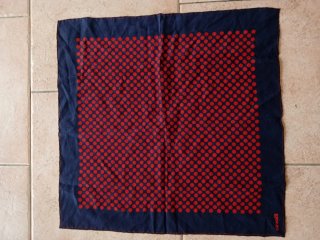 Fazzoletto Fiorio seta blu pois rossi 47x47cm
