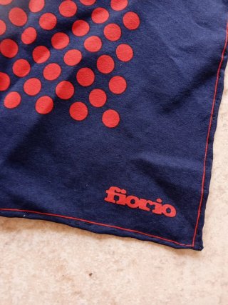 Fazzoletto Fiorio seta blu pois rossi 47x47cm