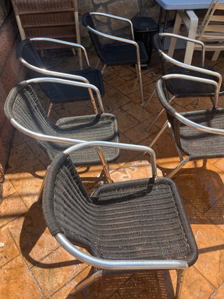 6 Sillas de Jardín Mimbre y Metal