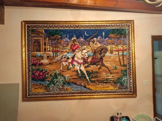 Tapiz de pared con escena ecuestre