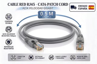 Cable Red RJ45 Cat6 UTP Gris 0.5M