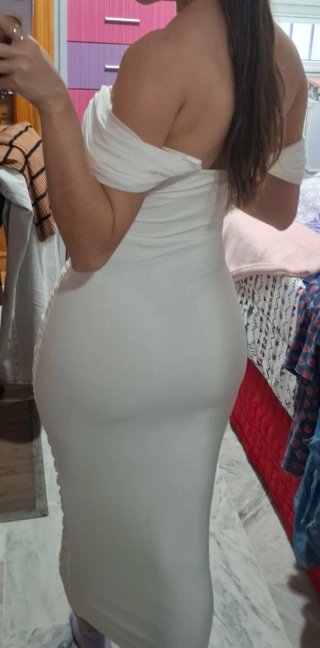 Vestido midi blanco drapeado