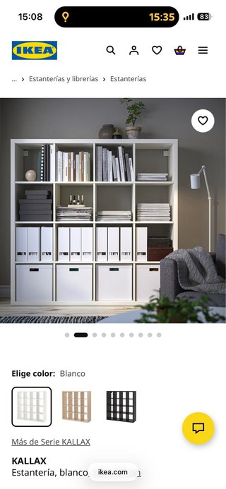 Estantería Kallax Blanca 147cm IKEA. 16 cubos.