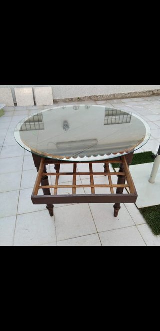 Mesa Camilla Redonda 1m Diámetro cristal incluído