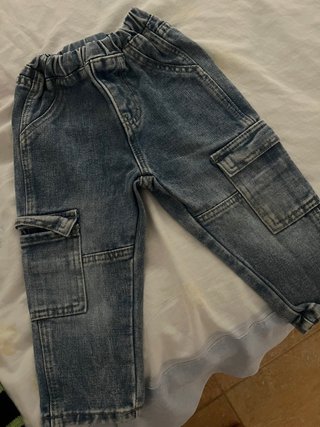 Pantalones vaqueros cargo azules niño 12/18meses