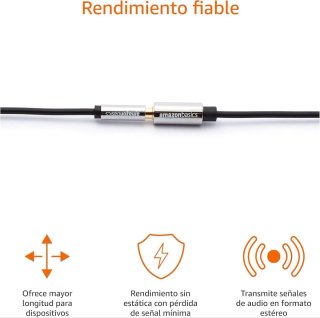 Cable alargador audio estéreo 3,5mm, hembra, 1,83m