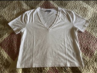 Camiseta Zara Básica Manga Corta Blanca