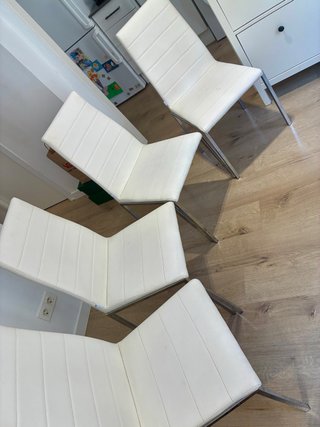 Juego de 4 Sillas Comedor Base Metal Blanca