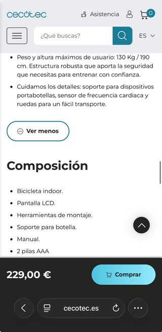 Bicicleta Ciclo Indoor Cecotec DrumFit