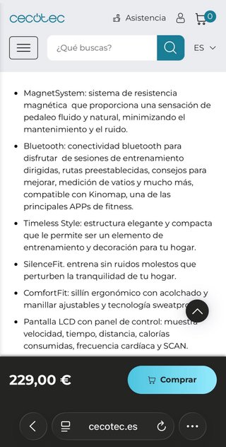Bicicleta Ciclo Indoor Cecotec DrumFit