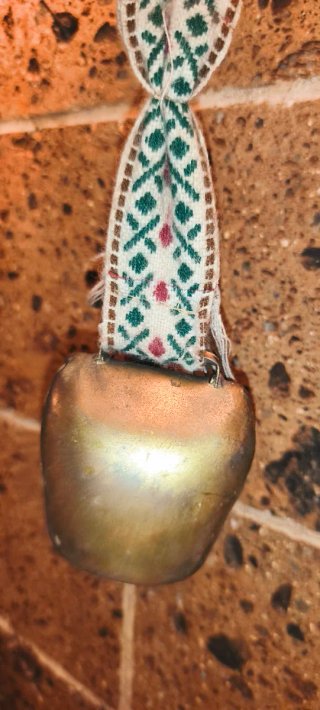 Campana Alpina Vintage Ottone Stella Alpina Nastro