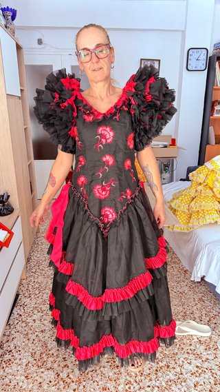 Vestido Flamenca Negro/Rojo Talla S/M