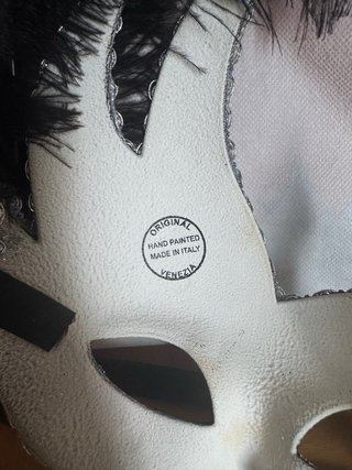 Maschera Veneziana Artigianale Nera e Argento
