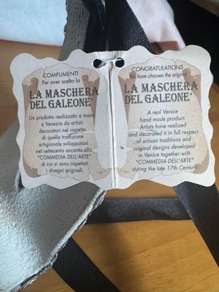 Maschera Veneziana Artigianale Nera e Argento