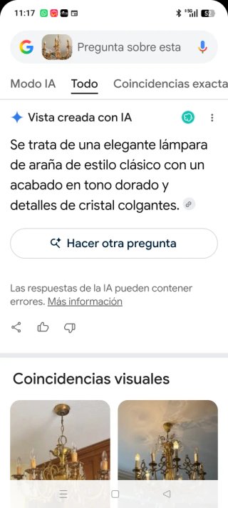 Lámpara araña dorada 8 brazos y cristales colgados