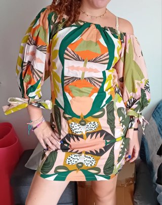 Vestido corto estampado Van-dos