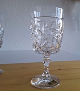6 COPAS VINO VINTAGE CRISTAL TALLADO BLEIKRISTALL