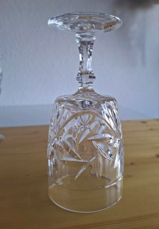 6 COPAS VINO VINTAGE CRISTAL TALLADO BLEIKRISTALL
