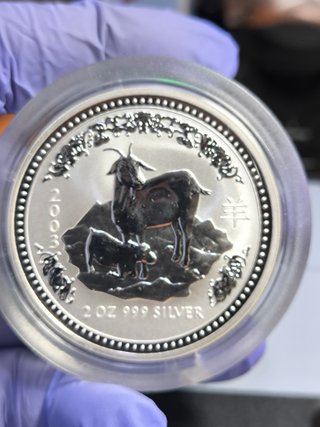 Moneda 2 Oz Plata Año Cabra 2003 Lunar
