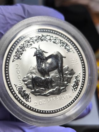 Moneda 2 Oz Plata Año Cabra 2003 Lunar