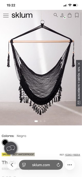 Silla colgante Sklum negra