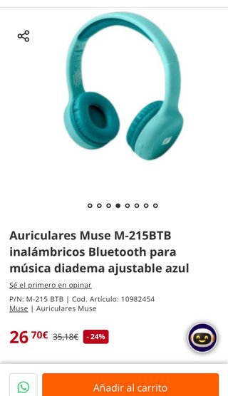 Auriculares Muse M-215BTB Bluetooth Azul