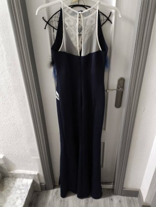 Vestido de gala Lipsy azul y blanco