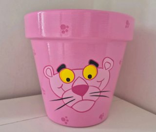 Maceta artesanal Pink Panther 19x18x11cm