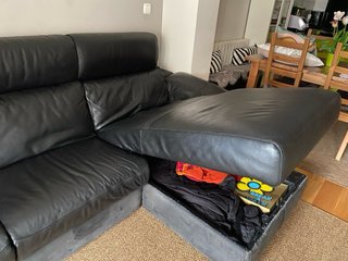 Sofá relax chaise longue piel negro