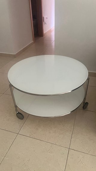 Mesa centro IKEA STRIND Ø75cm cristal opalino
