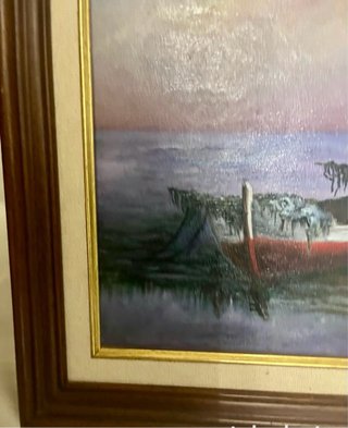 Cuadro Óleo Barcos Mar