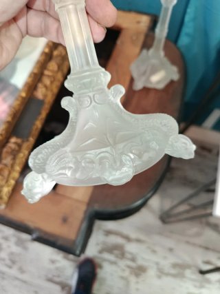Juego de 2 Candelabros de Cristal ennublado