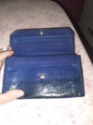Billetera monedero tarjetero azul piel azul