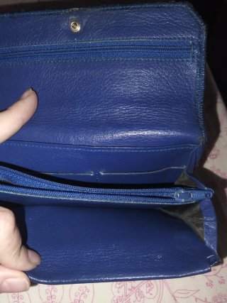Billetera monedero tarjetero azul piel azul